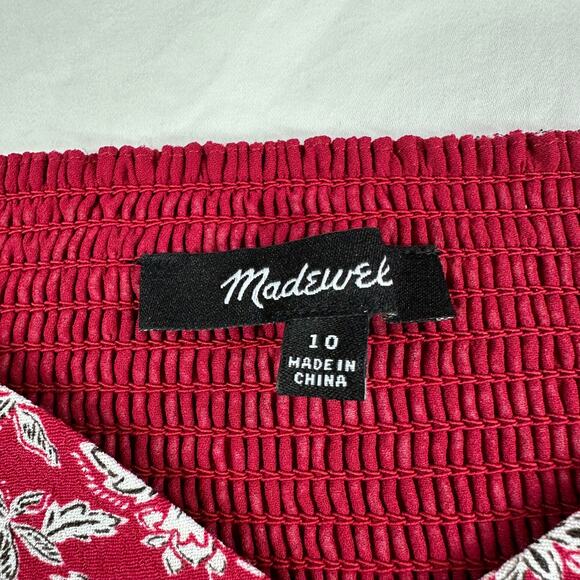 Madewell Dress Womens 10 Puff-Sleeve Mini Eloise Floral Smocked Romantic V Neck - Picture 4 of 13